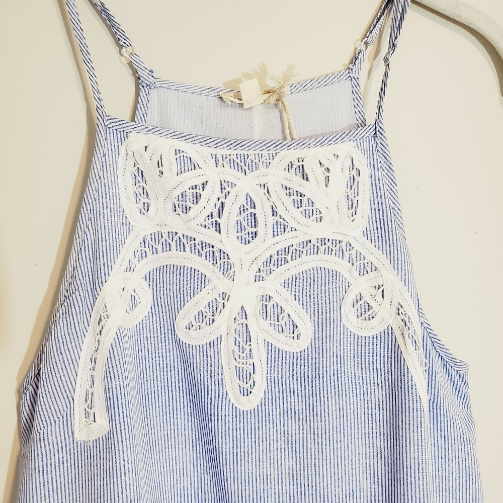 Hem & Thread Striped Battenberg Lace Mini Dress NWT - Picture 5 of 9